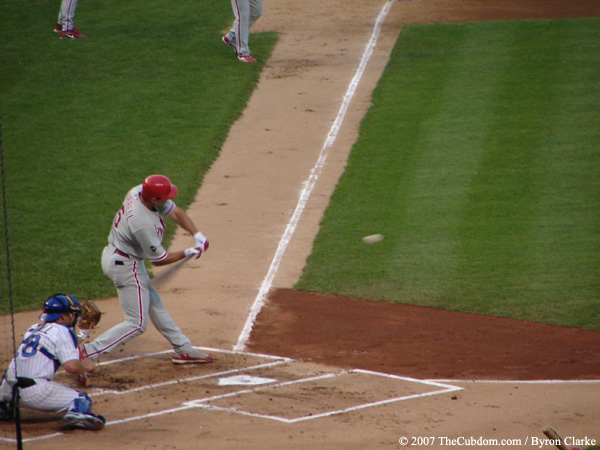 Pat Burrell swinging at a strike